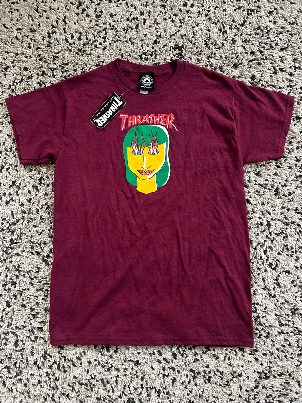 Thrasher Skateboarding Talk Sh*t Mark Gonzalez Art Maroon Tee Shirt Medium